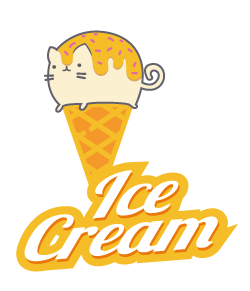 ネコがかわいいアイスクリーム屋のデザイン。