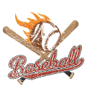 バット、ボール、文字、炎、全てがかすれがかったかっこいい野球部デザイン。