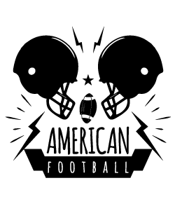 アメリカンフットボールのロゴ風デザイン。