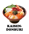 北海道小樽。おいしそうな名物の海鮮丼のフルカラーデザイン