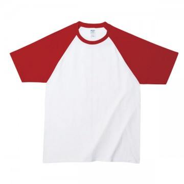 プレミアムコットンラグランTシャツ030C,ホワイト/レッド