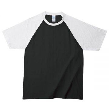 プレミアムコットンラグランTシャツ036S,ブラック/ホワイト
