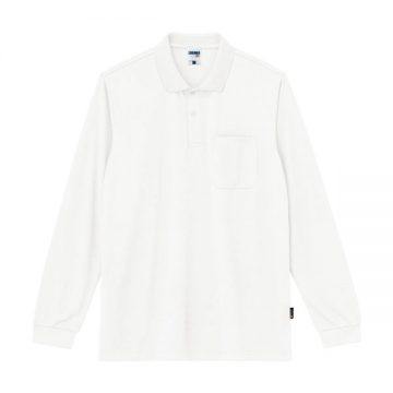 4.3オンスドライロングスリーブポロシャツ（ポリジン加工）15.ホワイト