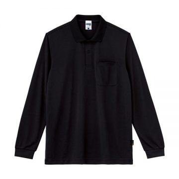 4.3オンスドライロングスリーブポロシャツ（ポリジン加工）16.ブラック