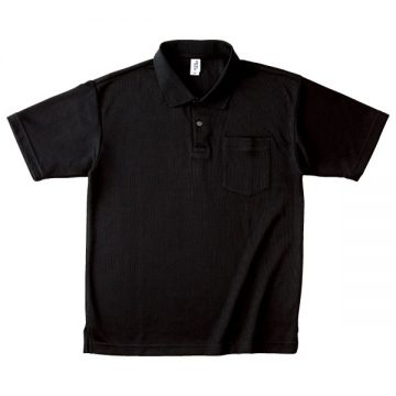 ポケット付き アクティブ ポロシャツ02.ブラック