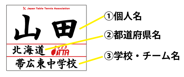 卓球ゼッケンプリント内容